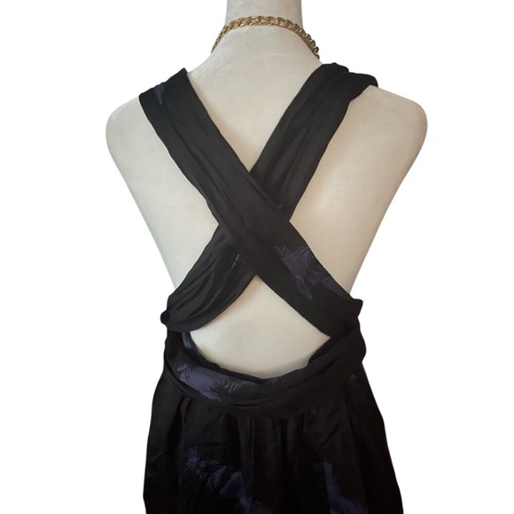 Marc Jacobs Black Purple Wrap Dress Silk Blend Cross Back Cocktail Size 6 - Picture 7 of 8